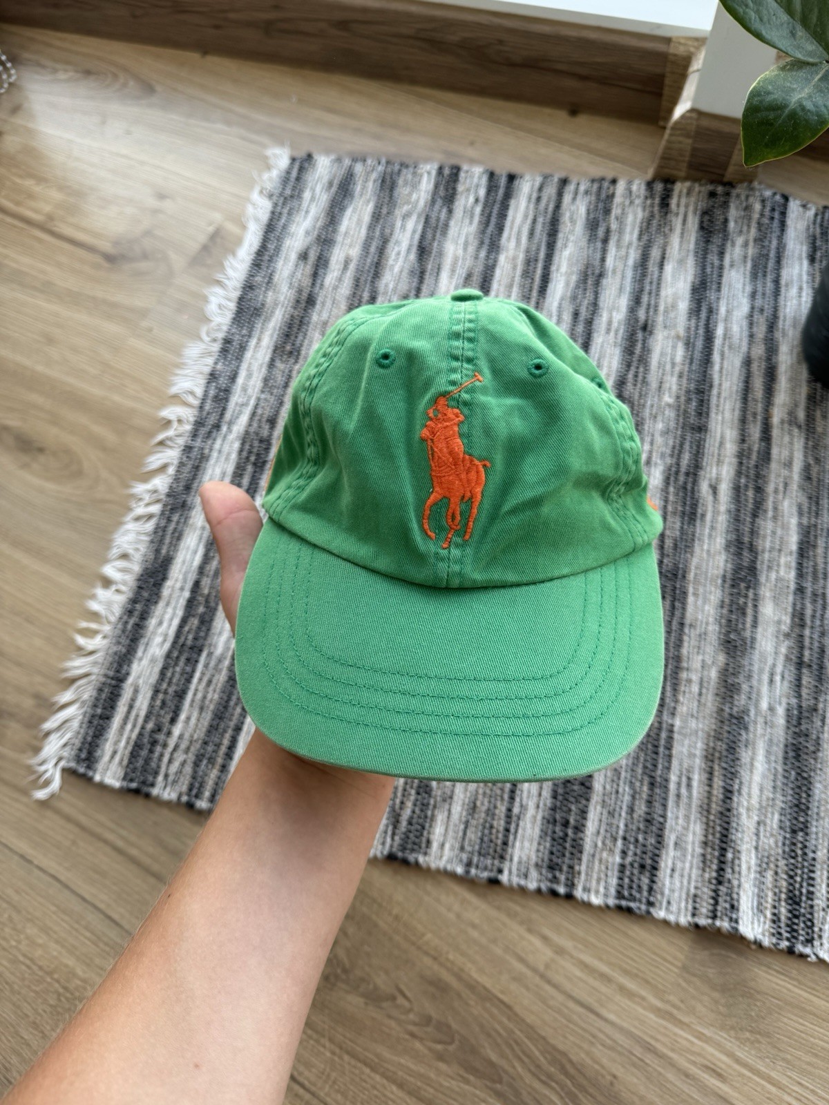 Cappello berretto Polo Ralph Lauren vintage anni 00 numero 3 logo Big Pony verde taglia unica