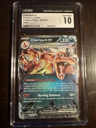 Pokemon 2024 Charizard EX Ultra Rare Holo Card #054/091 Paldean Fates CGC 10