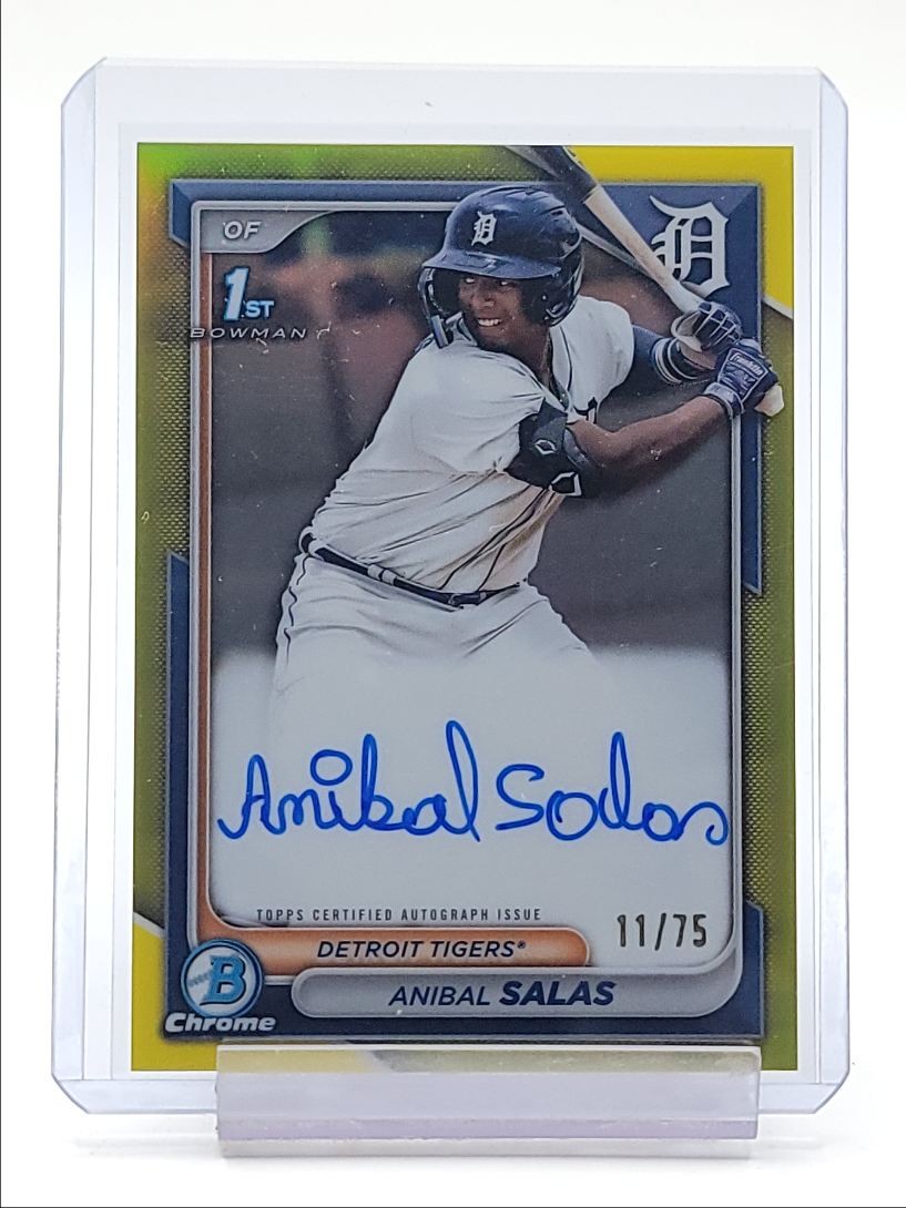 ANIBAL SALAS 2024 BOWMAN CHROME 1ST AUTOGRAPH YELLOW REFRACTOR AUTO /75 Q2446