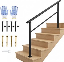 Iron Handrail Stair Railing Fit 1-3 Steps Hand Rail Outdoor Garden Deck Handrail