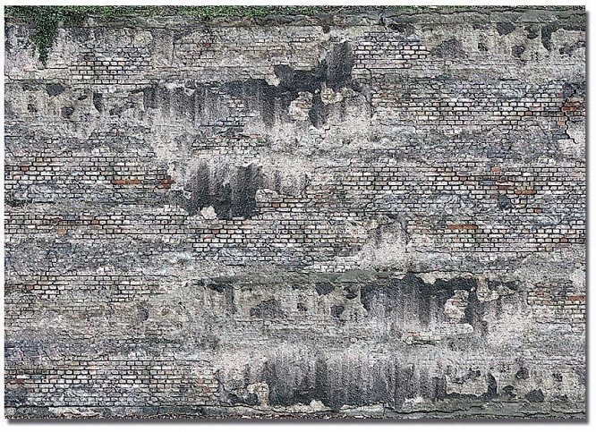 Busch 7415 H0 TT 2 Deko Scenery Plates “Weathered Industrial Stone Wall” New