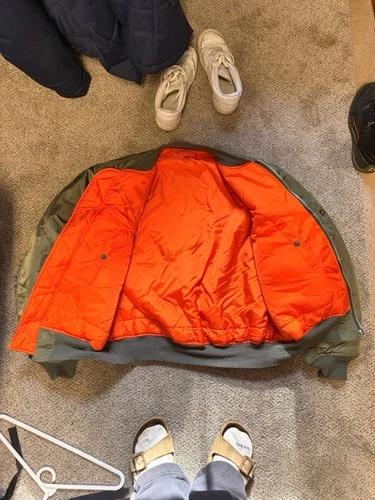Alpha Industries MA-1 Men's Bomber Jacket Nylon Lined Green/Orange XXXL image 2