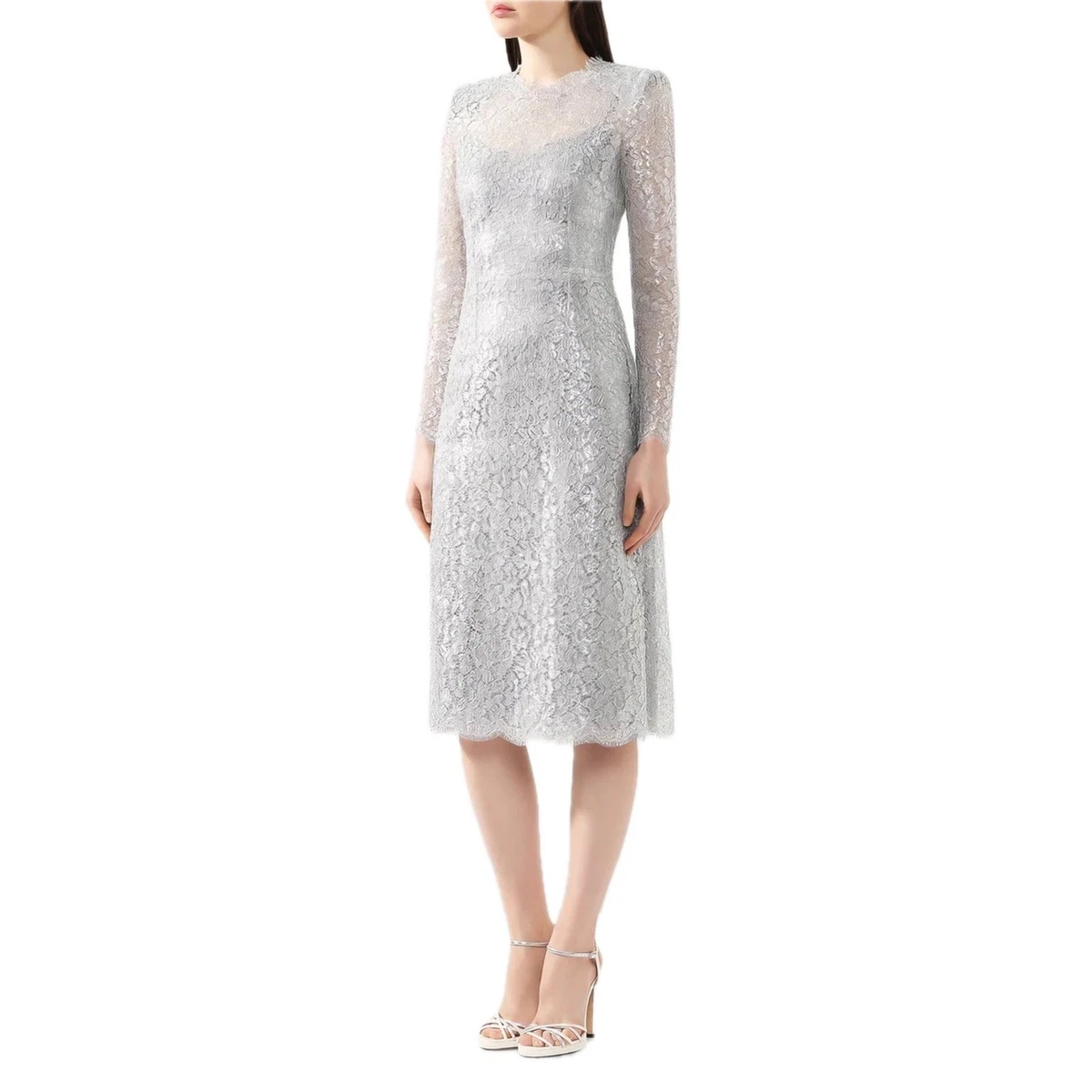 Lace Sheath Silver Dresses for Women for sale | eBay