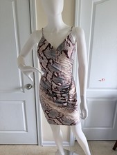 Guess Bianca Y2K Snakeskin Print Ruched Bodycon Mini Dress Size S