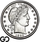 1892 Barber Half Dollar PROOF, Premium Quality Superb Gem PR++, Only 1245 Struck