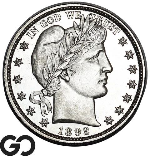 1892 Barber Half Dollar PROOF, Premium Quality Superb Gem PR++, Only 1245 Struck
