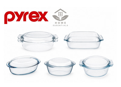 Pyrex Glas Auflaufform mit Deckel Mehrzweck Oval Rund & Eckig Ofen Backformen