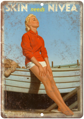 Skin Needs Nivea Vintage Print Ad 12'' x 9'' Reproduction Metal Sign ZF142