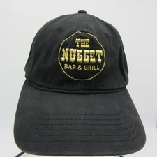 The Nugget Bar & Grill Goleta Adult Hat Dad Ball Cap Black Gold Logo Strap Back