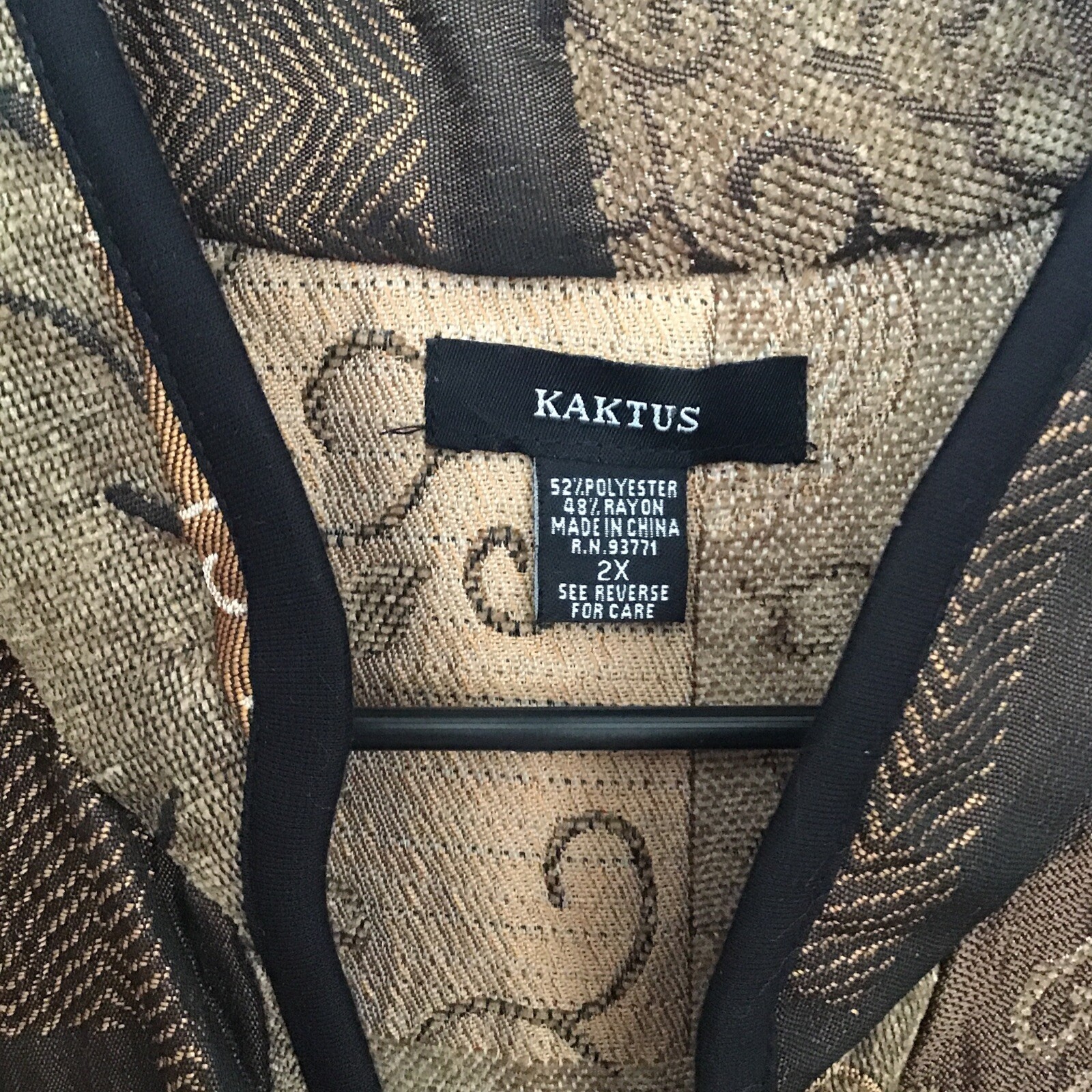 Kaktus Poly Blend  Brown Patch Work Open  Jacket … - image 2