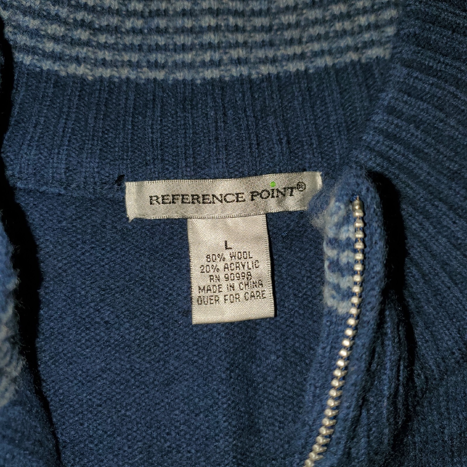 Reference Point Large 80% Wool Knit Blue Sweater … - image 3