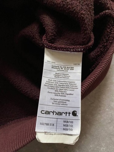 Sudadera con Capucha Roja Cremallera Completa Rojo Trabajo Y2K Carhartt Clarksburg Talla M - Imagen 9 de 11