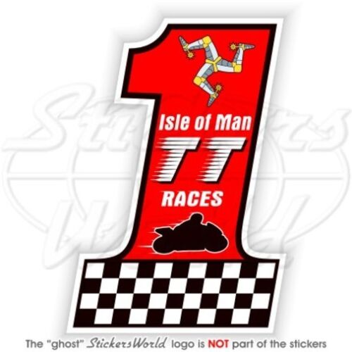 ISLE of MAN TT Races Number 1 MANX Moto GP Casque De Vélo Sticker Autocollant  - Afbeelding 1 van 1