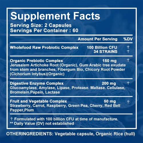 Probiotics 100 Billion CFU - Constipation and Bloating Relief, Digestive Health - Picture 2 of 6