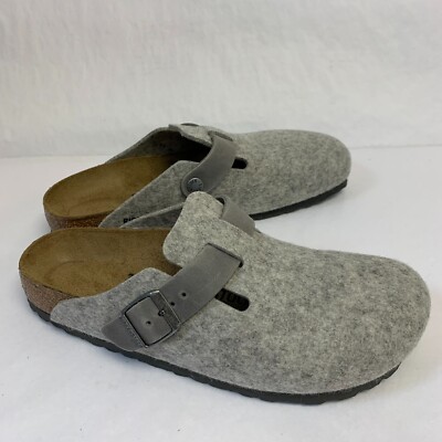 Birkenstock New w/ Box Boston Light Gray Natural Leather  display picture 1