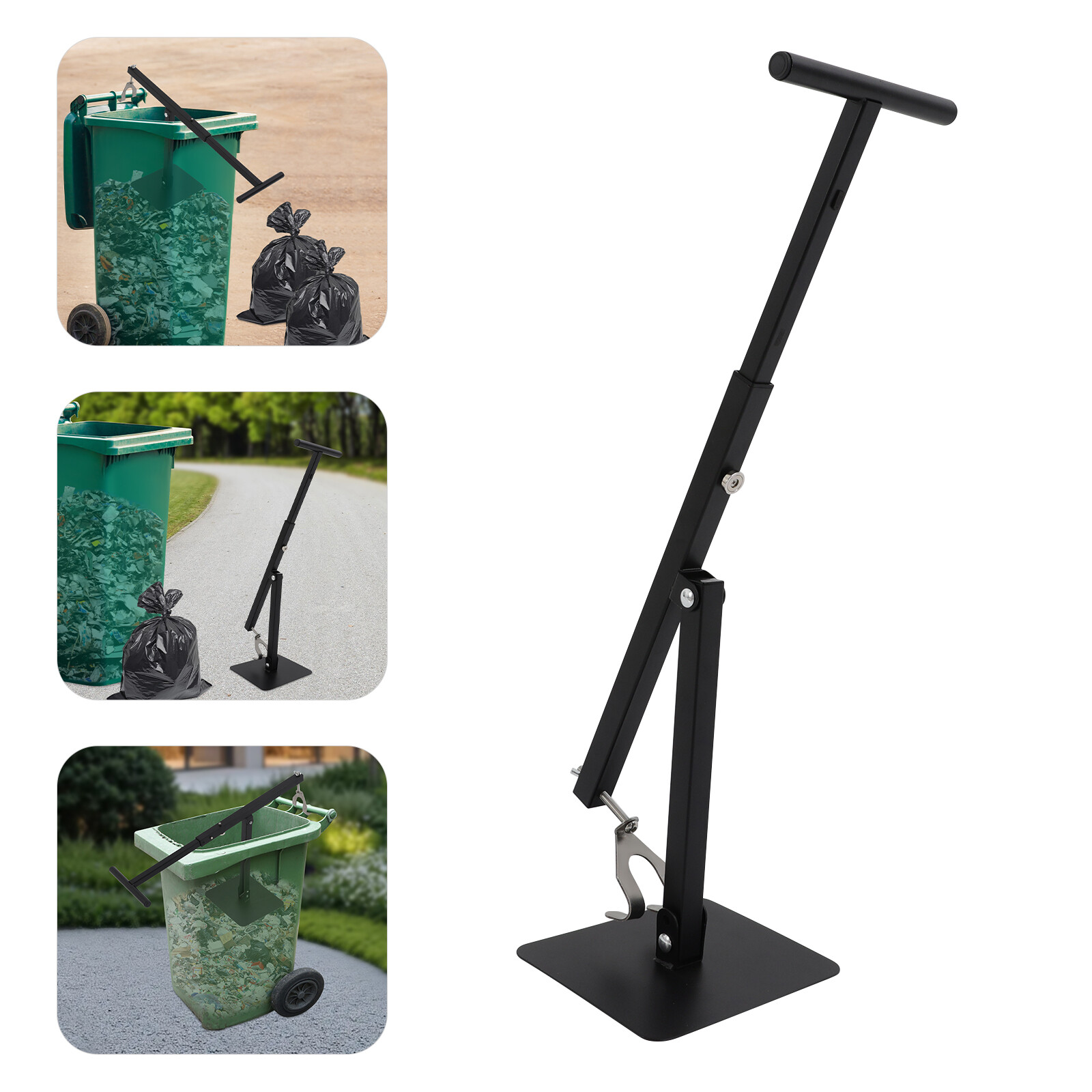 Manual Trash Can Compactor Waste Recycling Hand Tool for 60L-100L Wheelie Bins