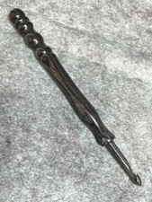 Hand carved Smokey Mountain - Silver / Gray WOOD YARN CROCHET HOOK size H