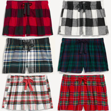 Old Navy Womens Cotton Flannel Lounge Pajama PJ Boxer Shorts Plaid Size XL