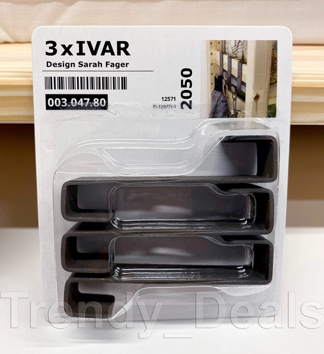 Pack of 3 Ikea IVAR Hanger Hook for Side Unit Gray 003.047.80