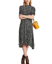 Free People $129 Jessie Prairie Print Midi Dress Black Tan Multi