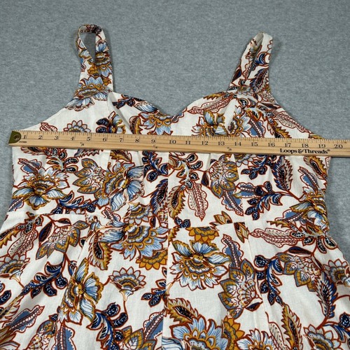 Old Navy Dress Womens XL Floral Boho Linen Blend Sleeveless Sweetheart Smocked - Picture 6 of 9