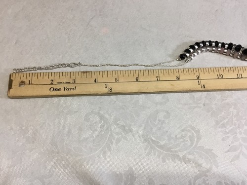 20" Silber Schwarz Akzent Statement Halskette Signiert NY, New York & Co. - Bild 8 von 9