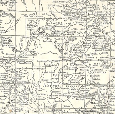 Map Of Central Africa Congo 1889 Victorian Print Henry Stanley 1st Edition DWV1A