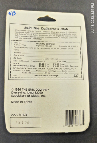 ERTL CASE INTERNATIONAL 2594 Tractor Farm Machines 1986 SEALED bf - Picture 4 of 4