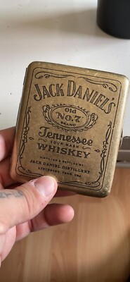 Metal Cigarette Case Bronze Box Retro Brass Tobacco Holder Jack Daniels