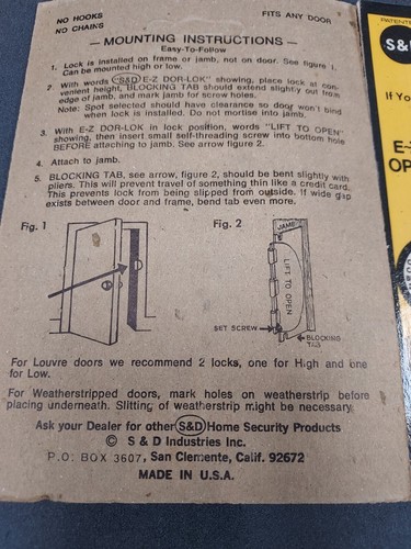 Modello vintage S&D E-Z DOR-LOK #222 - Foto 3 di 3