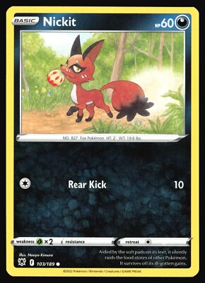 ポケモンカード Nickit 103/189 HP60 2022 Pokemon TCG Nickit 103/189 Astral Radiance Common | eBay