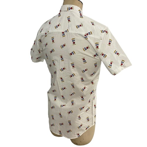 Miller Lite Shirt Mens Small Button Up Beer Novelty Print Collar Party BBQ Work - Picture 8 of 17