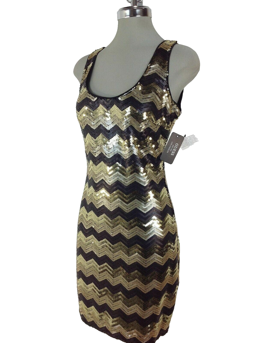 GUESS NWT GOLD/BLACK Sequin Party Cocktail Dress size 4 | eBay