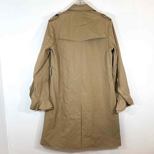 NWT C & C California Tan Studded Ruffle sleeve Button up Trench Coat size L - Picture 12 of 13
