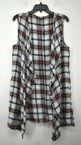 Cato Womens Burgundy Plaid Sleeveless 