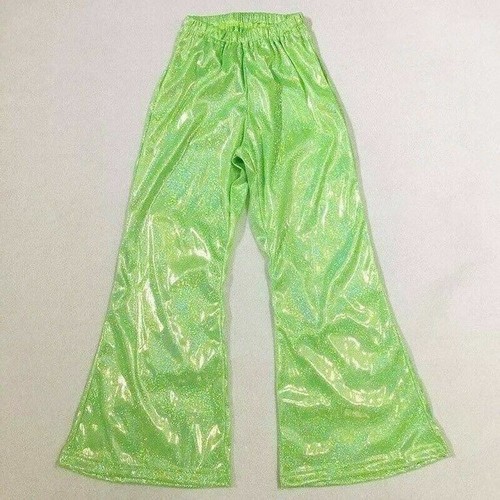 Men Women Shiny Flare Pants Trousers Bell-bottoms Costume Fancy Dress Dance - Picture 9 of 19