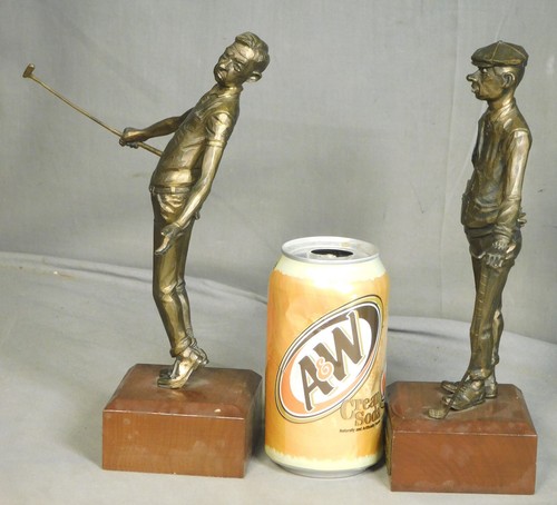 Pair Vintage Bronze Statue Sculpture Golfer Philip Kraczkovski NICE DETAIL - 第 7/9 張圖片