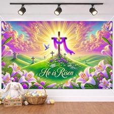 Happy Easter Banner Easter Outdoor Decoration Festival 71x43 Inch Photo Booth Ba