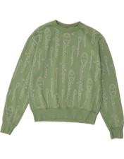 CHAMPION Womens Graphic Sweatshirt Jumper UK 16 Large Green Cotton AB02