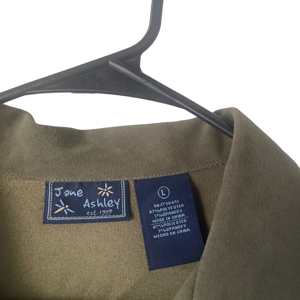 Blusa Jane Ashley Vintage Años 90 Talla Grande Verde Imitación Gamuza Abotonada Foto 4 de 4