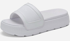 PUMA Karmen Platform Slides White Slip-On Sandals Synthetic Logo US 8