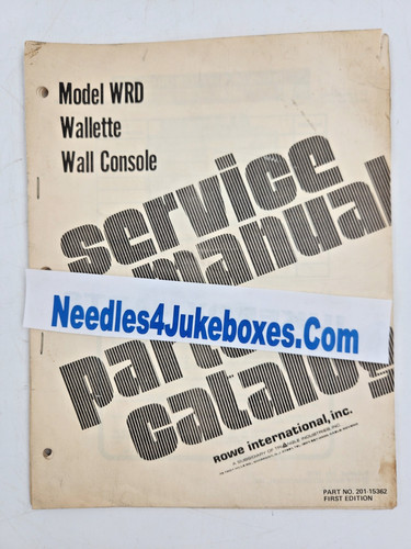 Rowe WRD Wallette Wallbox Parts Service Manual - Used Original