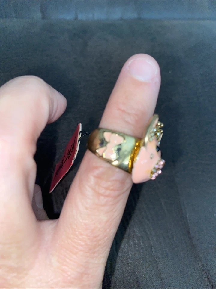 Винтажный - новый с Ярлыками Betsey Johnson мини Critters кристалл кольцо свинья принцесса заявление - Изображение 3 из 4