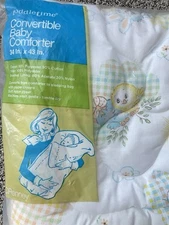 VTG Cuddle Time Convertible Baby Comforter Sleeping Bag Bunnies Kitten 43x34 New