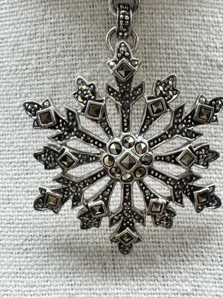 925 Silver Snowflake Pendant Velvet Choker Gothic Vintage Thailand Foto 3 de 4