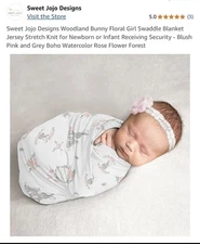 Sweet Jojo Designs Baby Receiving Security Swaddle Blanket Bunny