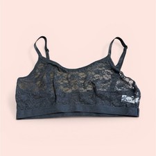 Black Lace Bralette Sheer Adjustable Straps Lightweight Polyamide Elastane M T3