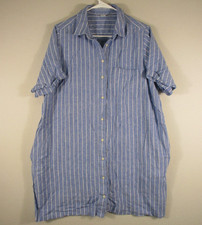 Old Navy Womens Button-Up Striped Shirt Dress Short Sleeve Pockets Size XL Blue