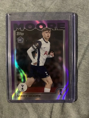 2024-25 Topps Chrome UEFA Mikey Moore #199 RC Rookie Purple Lava