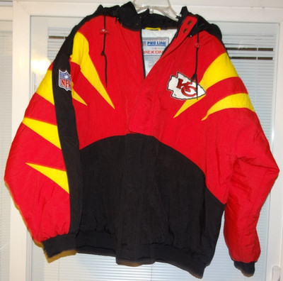 VTG NFL Pro Line Apex One Jacket Kansas City KC Chiefs Sharktooth Hooded Coat XL